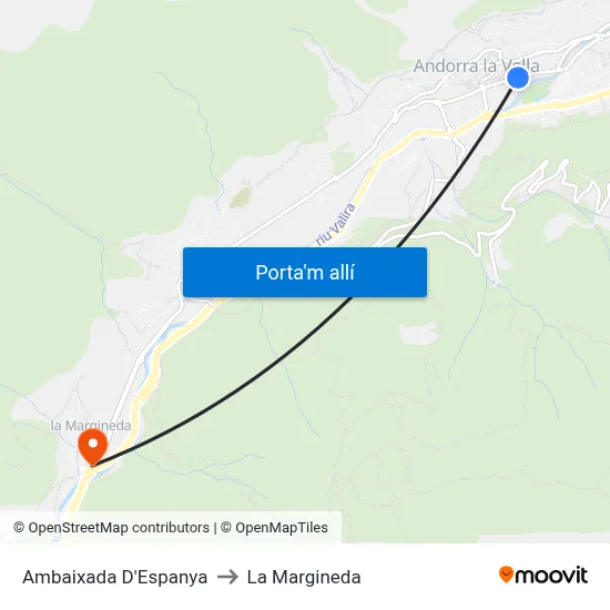 Ambaixada D'Espanya to La Margineda map