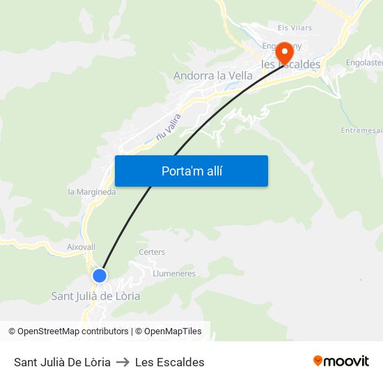 Sant Julià De Lòria to Les Escaldes map