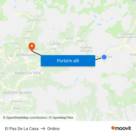 El Pas De La Casa to Ordino map