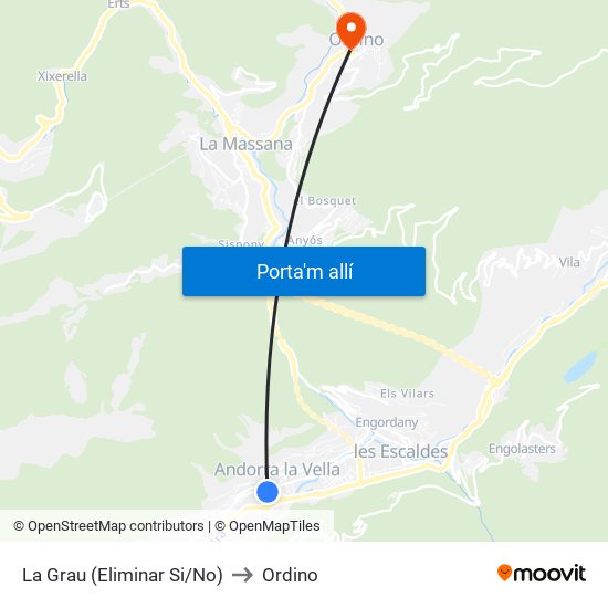 La Grau (Eliminar Si/No) to Ordino map