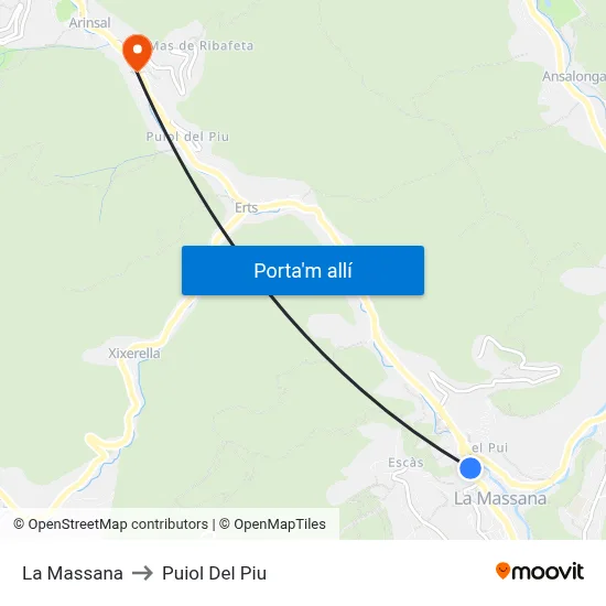 La Massana to Puiol Del Piu map