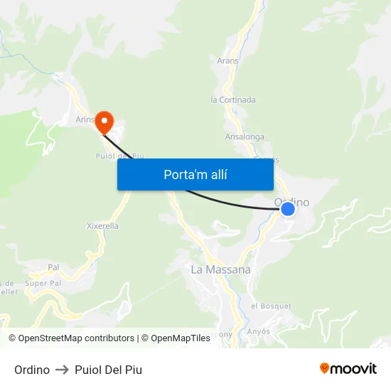 Ordino to Puiol Del Piu map