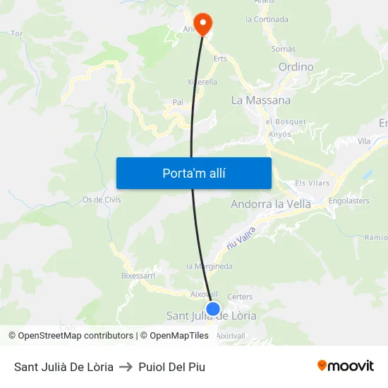 Sant Julià De Lòria to Puiol Del Piu map