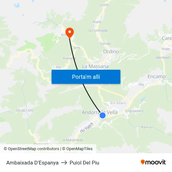 Ambaixada D'Espanya to Puiol Del Piu map