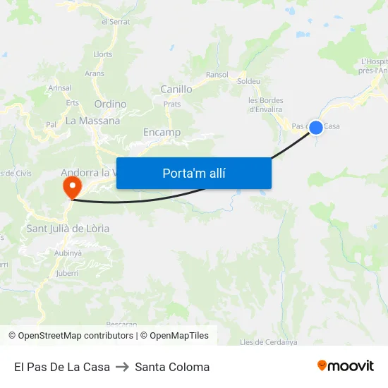 El Pas De La Casa to Santa Coloma map