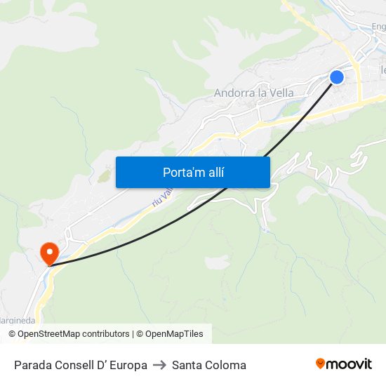 Parada Consell D’ Europa to Santa Coloma map