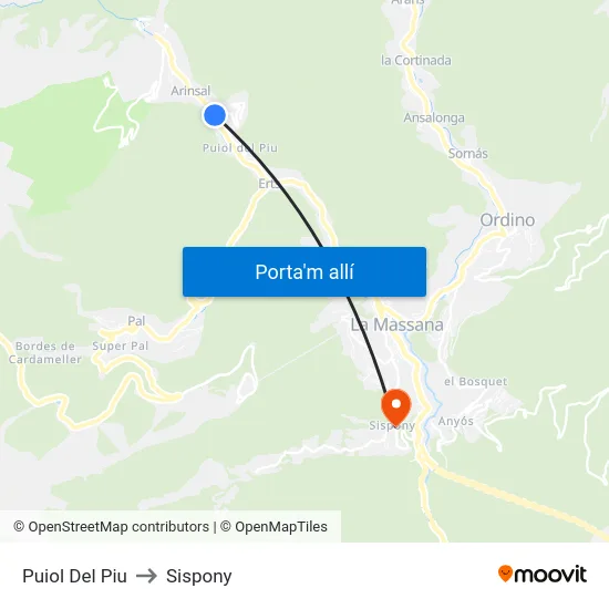 Puiol Del Piu to Sispony map