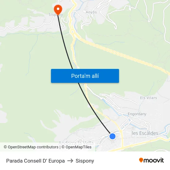 Parada Consell D’ Europa to Sispony map