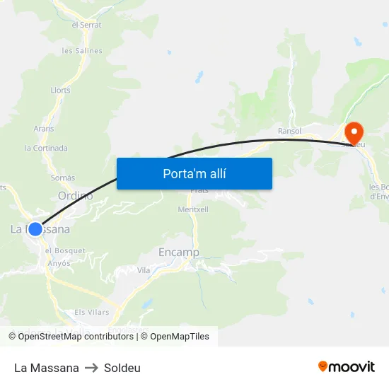 La Massana to Soldeu map
