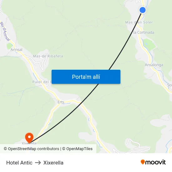 Hotel Antic to Xixerella map