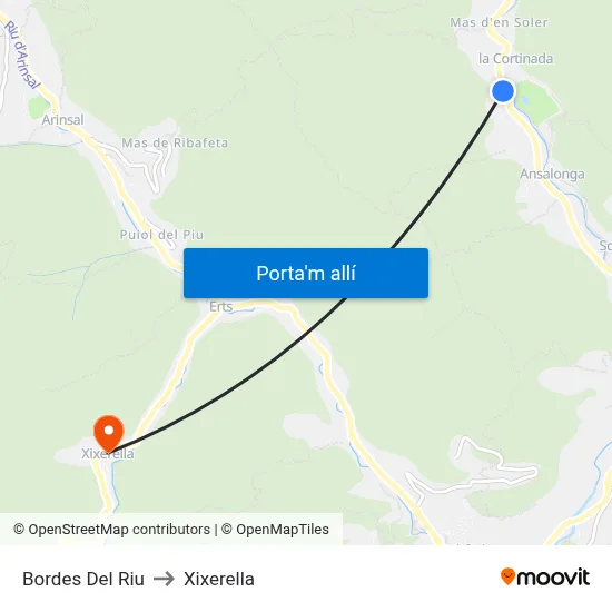 Bordes Del Riu to Xixerella map