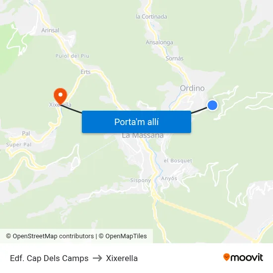 Edf. Cap Dels Camps to Xixerella map