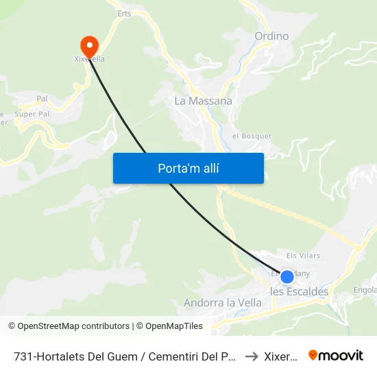 731-Hortalets Del Guem / Cementiri Del Pessebre to Xixerella map