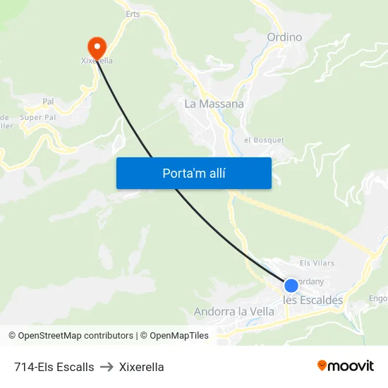 714-Els Escalls to Xixerella map