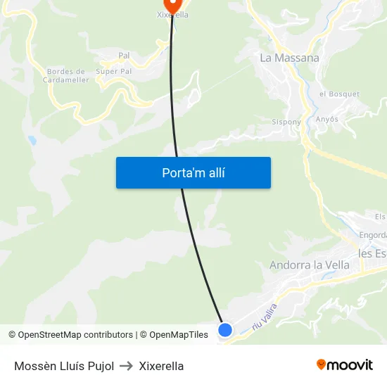 Mossèn Lluís Pujol to Xixerella map