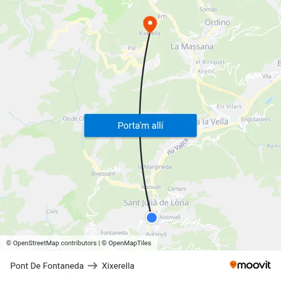 Pont De Fontaneda to Xixerella map