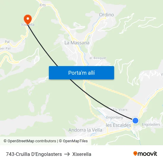 743-Cruïlla D'Engolasters to Xixerella map