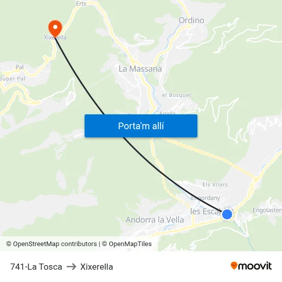 741-La Tosca to Xixerella map