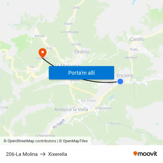206-La Molina to Xixerella map