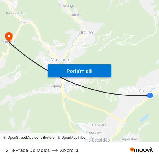 218-Prada De Moles to Xixerella map