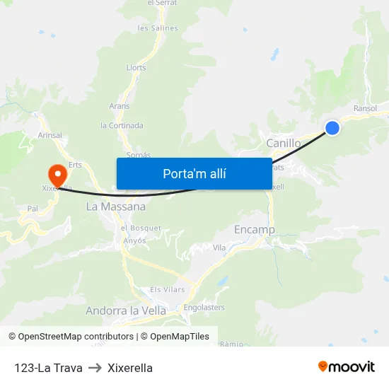 123-La Trava to Xixerella map