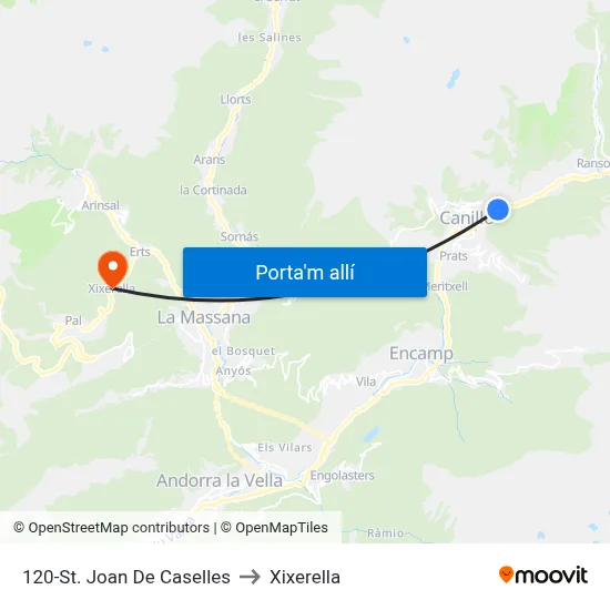 120-St. Joan De Caselles to Xixerella map
