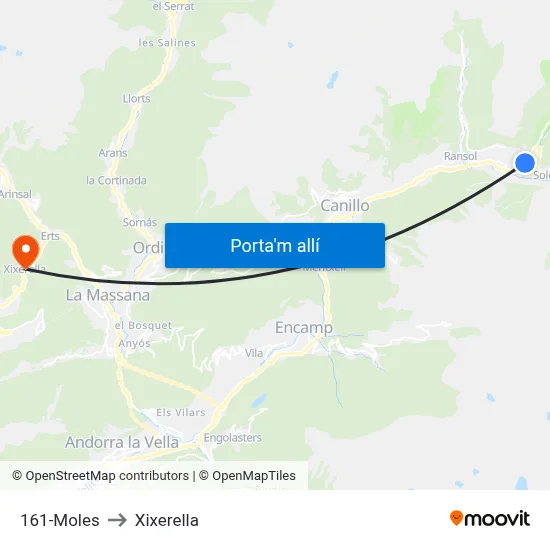 161-Moles to Xixerella map