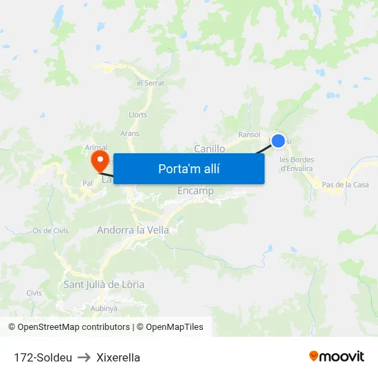 172-Soldeu to Xixerella map