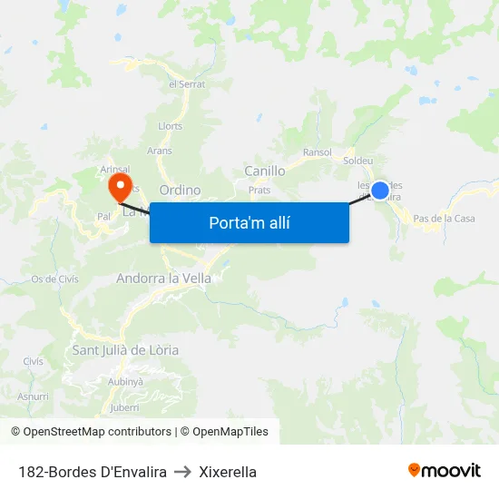 182-Bordes D'Envalira to Xixerella map