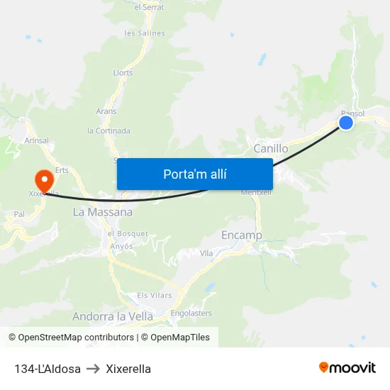 134-L'Aldosa to Xixerella map