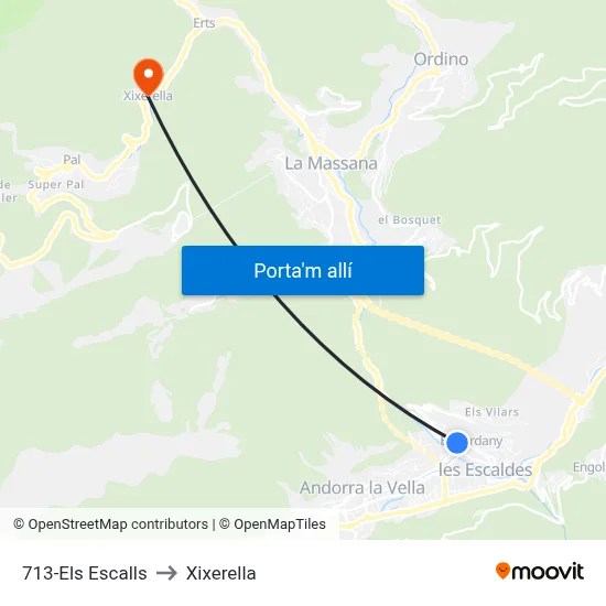 713-Els Escalls to Xixerella map
