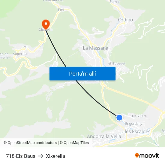 718-Els Baus to Xixerella map