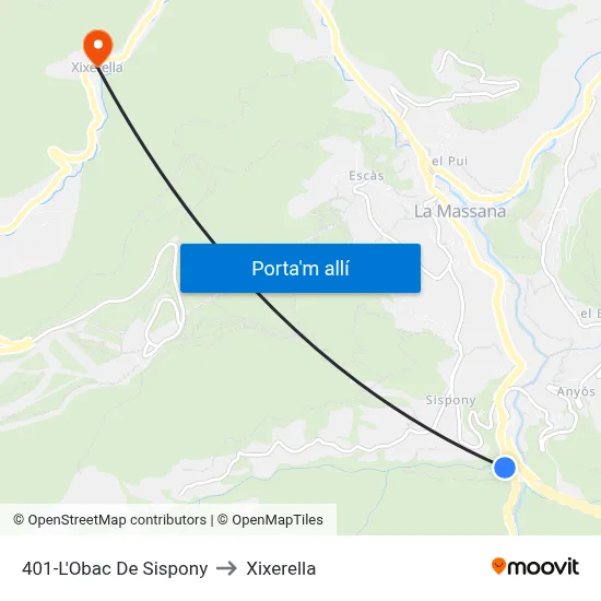 401-L'Obac De Sispony to Xixerella map