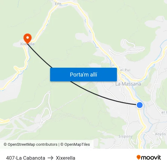407-La Cabanota to Xixerella map