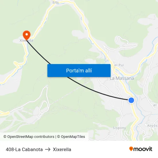 408-La Cabanota to Xixerella map