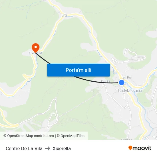 Centre De La Vila to Xixerella map