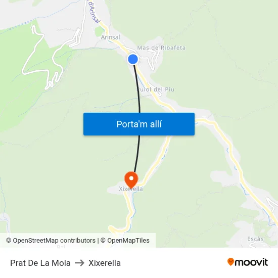 Prat De La Mola to Xixerella map