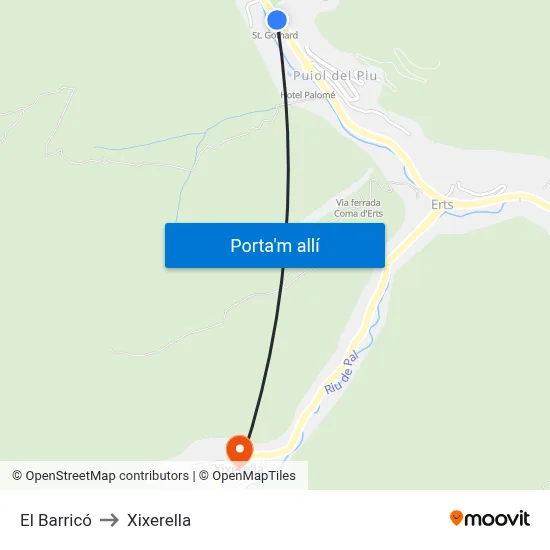 El Barricó to Xixerella map