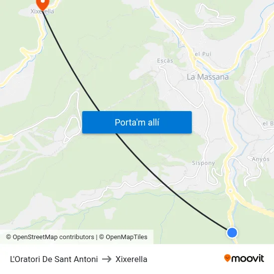 L'Oratori De Sant Antoni to Xixerella map