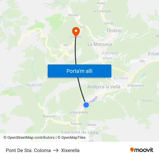 Pont De Sta. Coloma to Xixerella map