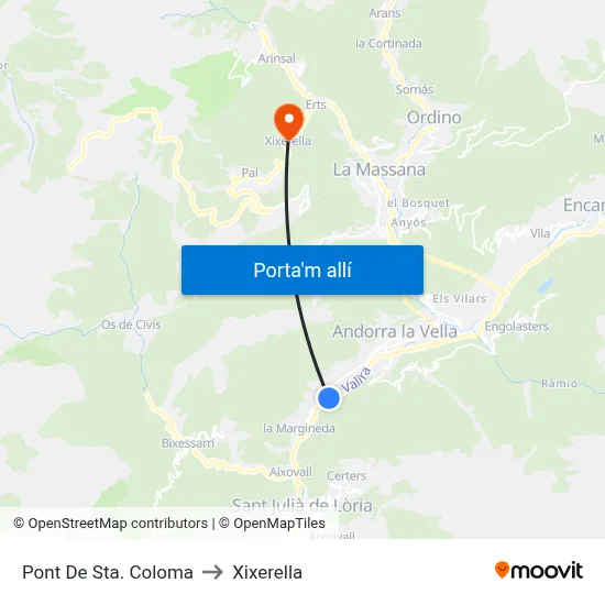 Pont De Sta. Coloma to Xixerella map