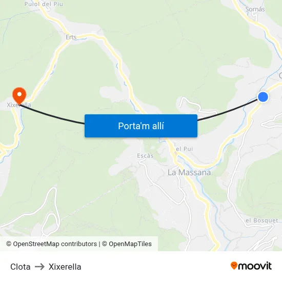 Clota to Xixerella map