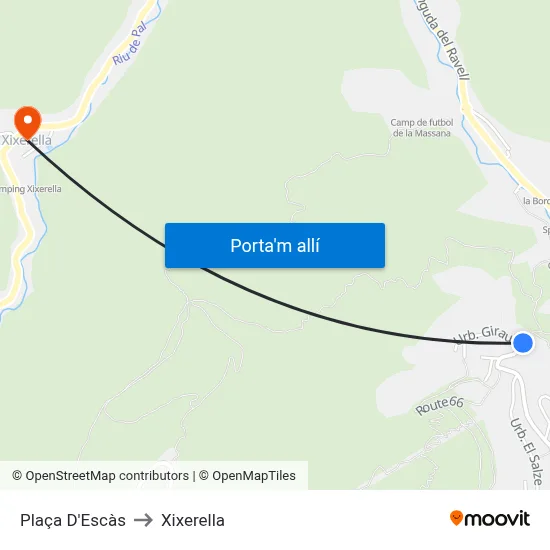 Plaça D'Escàs to Xixerella map