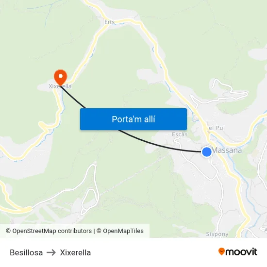 Besillosa to Xixerella map