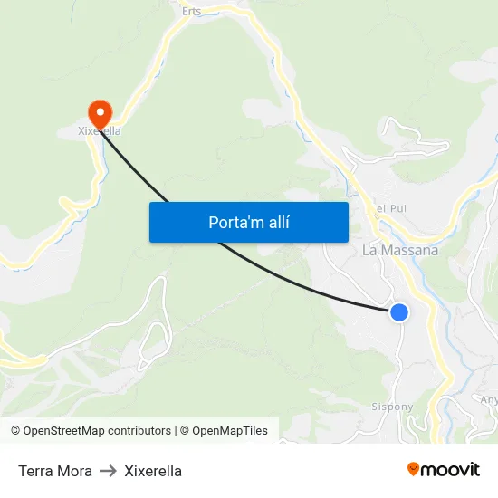Terra Mora to Xixerella map