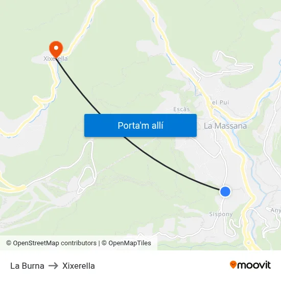 La Burna to Xixerella map