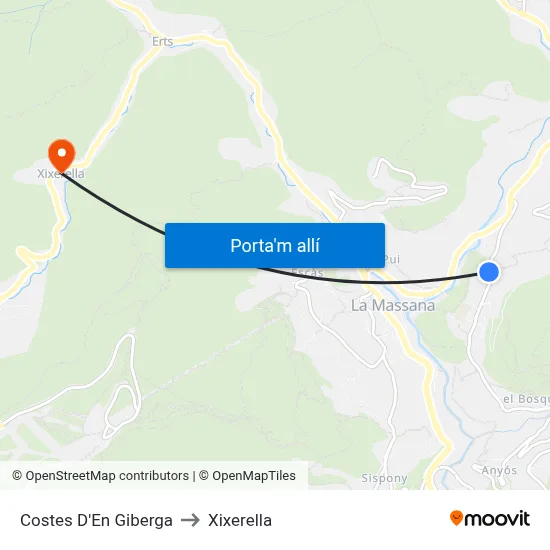 Costes D'En Giberga to Xixerella map