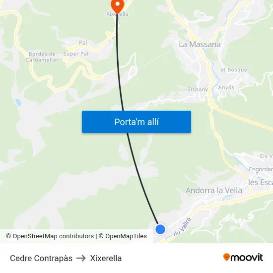 Cedre Contrapàs to Xixerella map