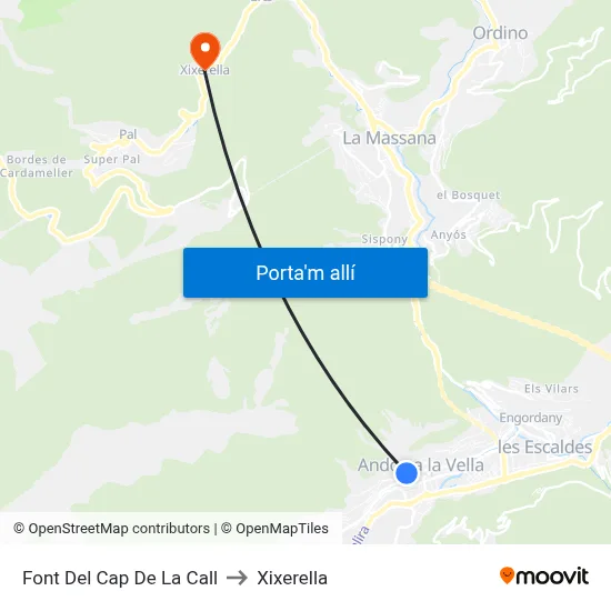 Font Del Cap De La Call to Xixerella map
