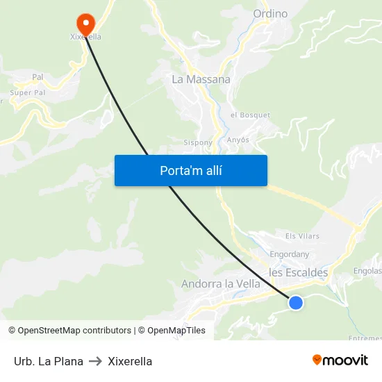 Urb. La Plana to Xixerella map